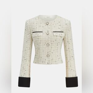 Commense Cuff Pearl Button  Tweed Blazer